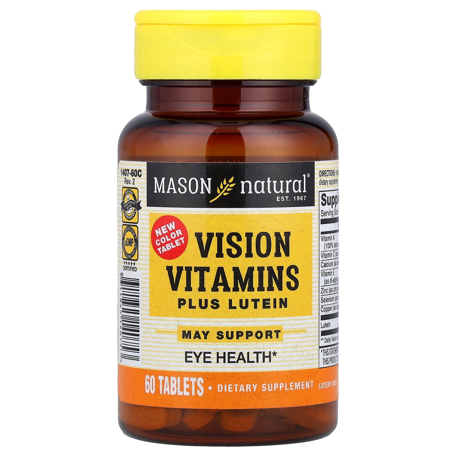 Mason Natural, Vision Vitamins Plus Lutein, 60 Tablets