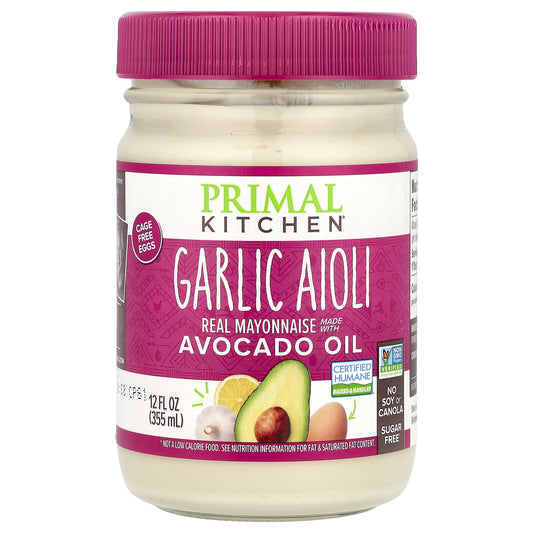 Primal Kitchen, Real Mayonnaise Made with Avocado Oil, Garlic Aioli,  12 fl oz (355 ml)