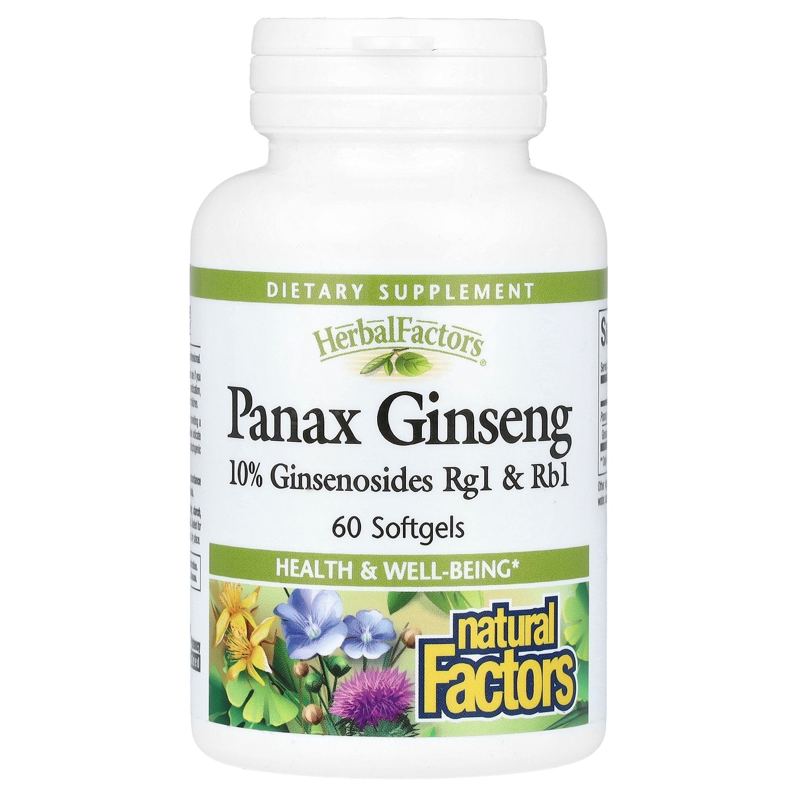 Natural Factors, HerbalFactors, Panax Ginseng, 100 mg, 60 Softgels