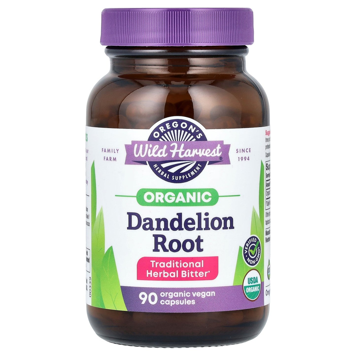 Oregon's Wild Harvest, Organic Dandelion Root, 90 Organic Vegan Capsules (400 mg per Capsule)