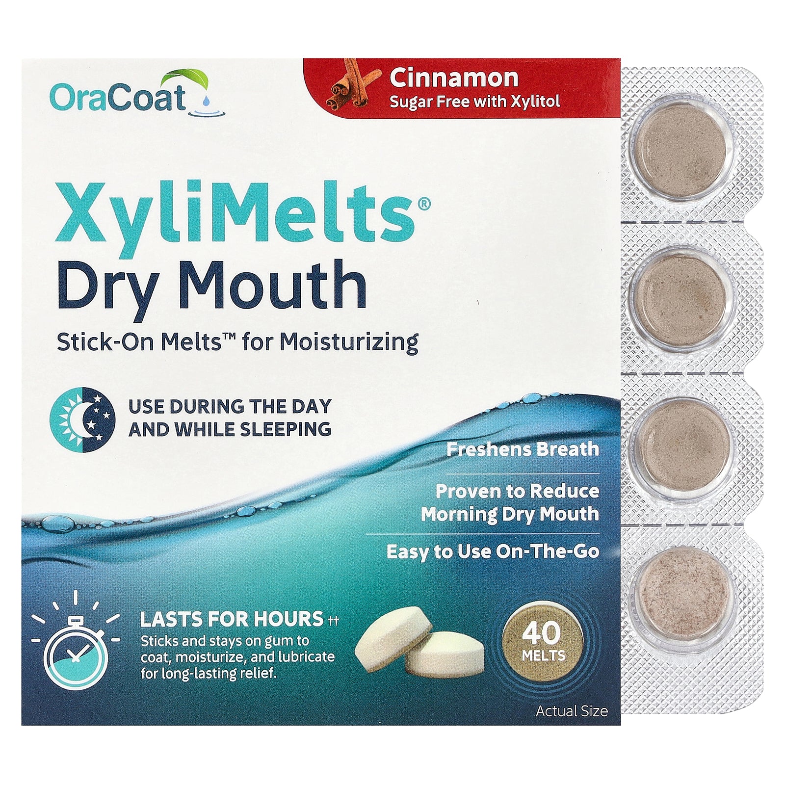 OraCoat, XyliMelts® Dry Mouth, Cinnamon, 40 Melts