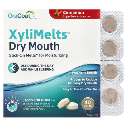 OraCoat, XyliMelts® Dry Mouth, Cinnamon, 40 Melts