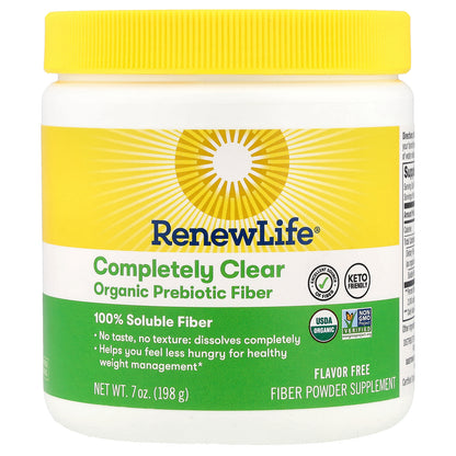 Renew Life, Completely Clear Organic Prebiotic Fiber, Unflavored , 7 oz (198 g)