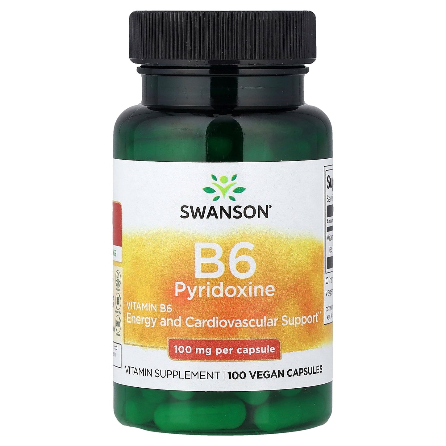 Swanson, Vitamin B6 Pyridoxine, 100 mg, 100 Vegan Capsules