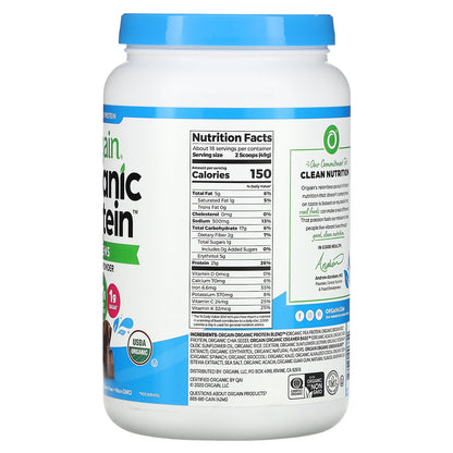 Orgain, Organic Protein + Greens, Plant Based Protein Powder, Creamy Chocolate Fudge, 1.94 lbs (882 g)