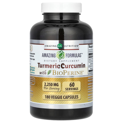 Amazing Nutrition, Turmeric Curcumin with BioPerine, 180 Veggie Capsules