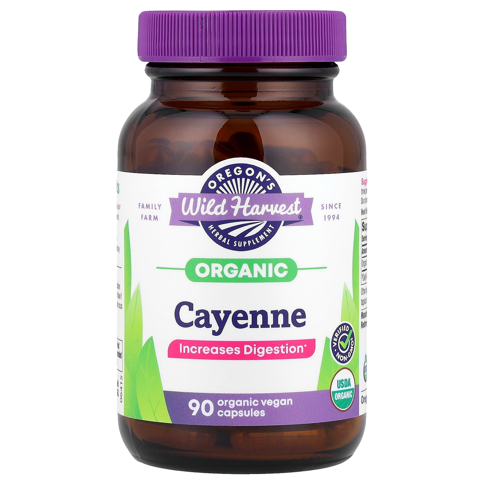 Oregon's Wild Harvest, Organic Cayenne, 90 Organic Vegan Capsules (500 mg per Capsule)