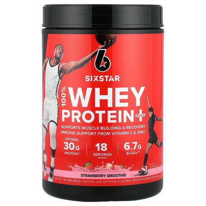 SIXSTAR, 100% Whey Protein Plus, Strawberry Smoothie, 1.8 lbs (816 g)