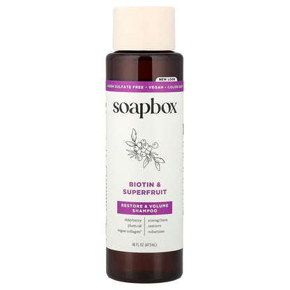 Soapbox, Restore & Volume Shampoo, Biotin & Superfruit, 16 fl oz (473 ml)
