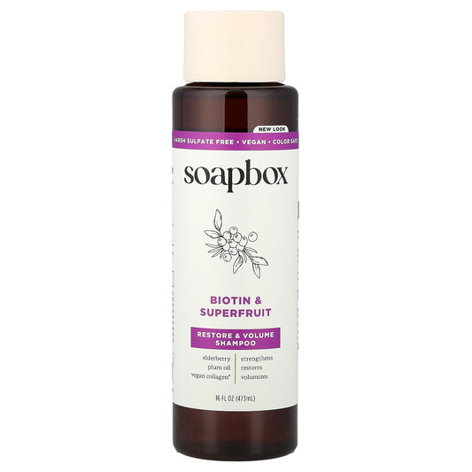 Soapbox, Restore & Volume Shampoo, Biotin & Superfruit, 16 fl oz (473 ml)