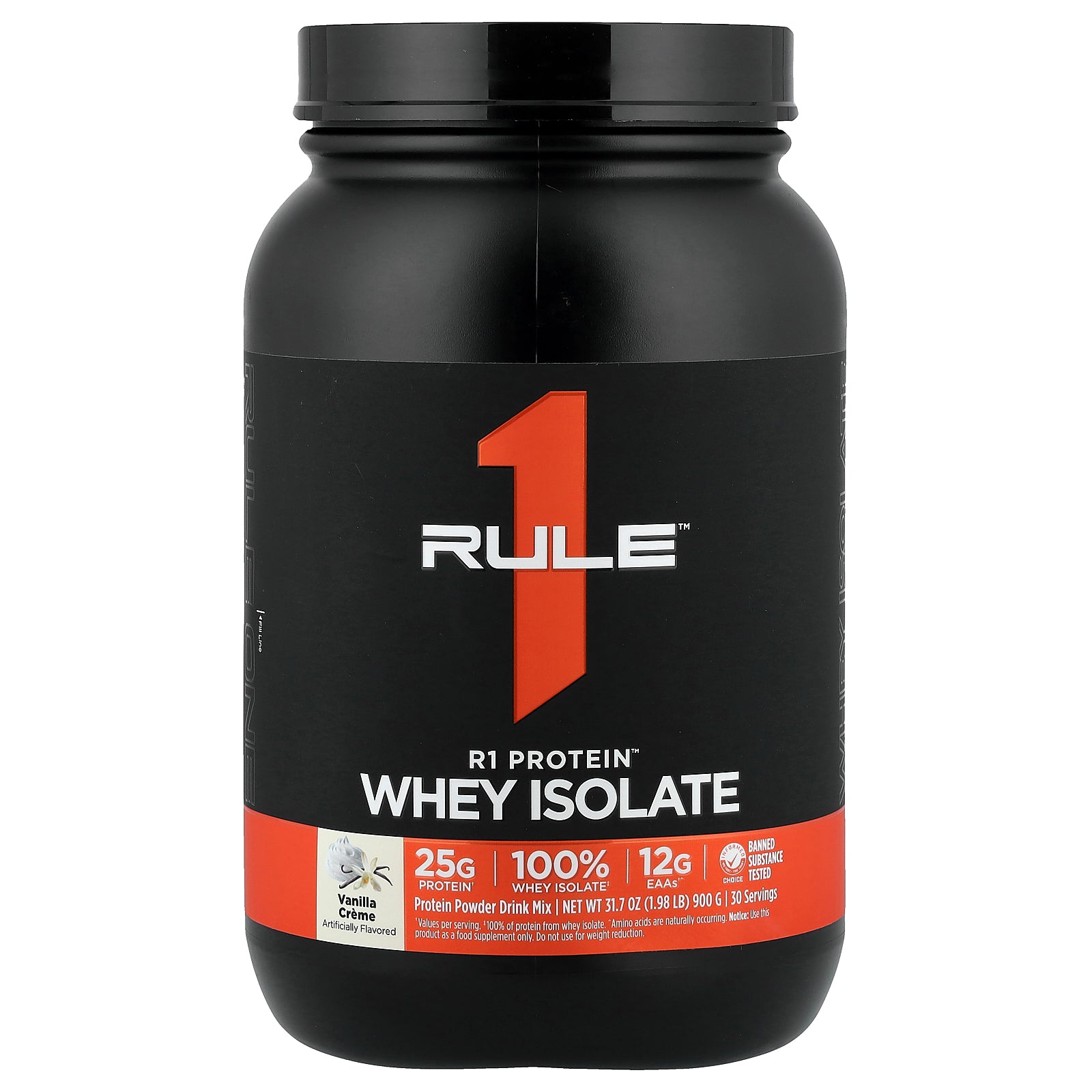 Rule One Proteins, R1 Protein™ Whey Isolate, Vanilla Creme, 1.98 lb (900 g)