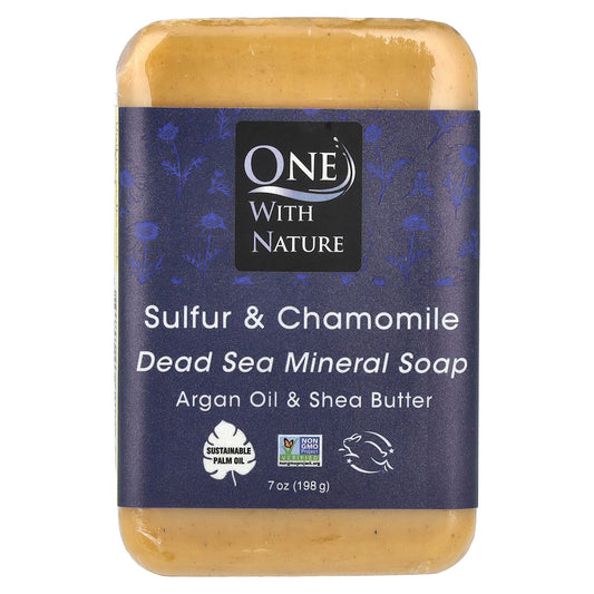 One with Nature, Dead Sea Mineral Bar Soap, Sulfur & Chamomile, 7 oz (198 g)