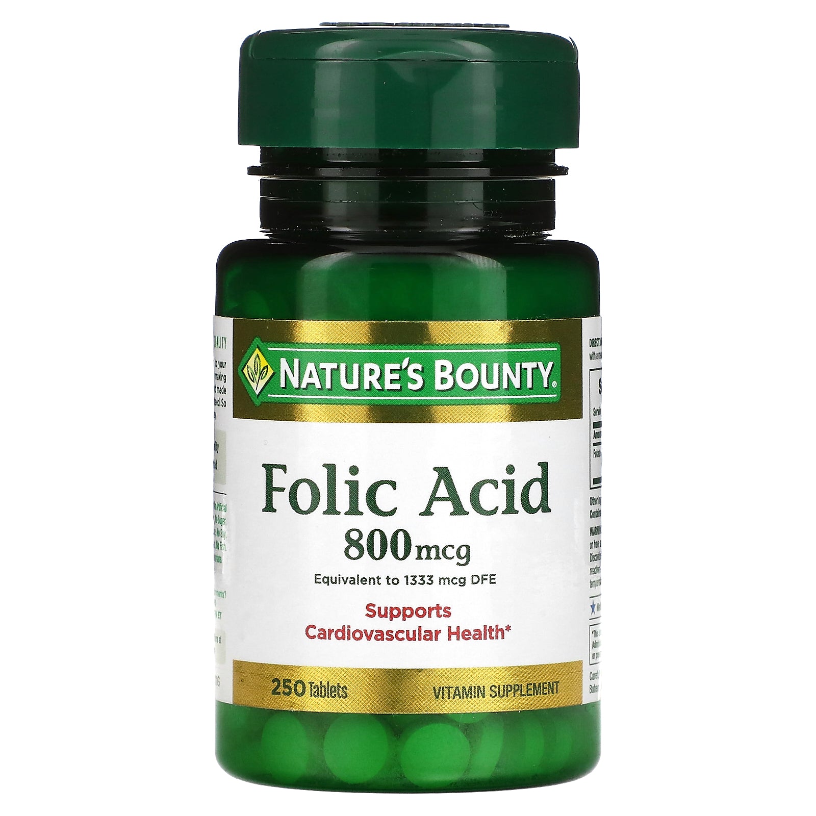 Nature's Bounty, Folic Acid, 800 mcg, 250 Tablets