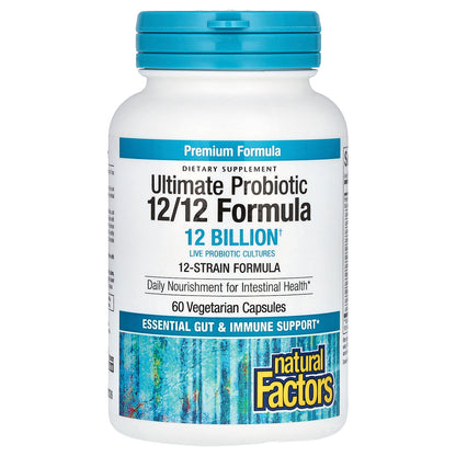 Natural Factors, Ultimate Probiotic, 12/12 Formula, 12 Billion, 60 Vegetarian Capsules