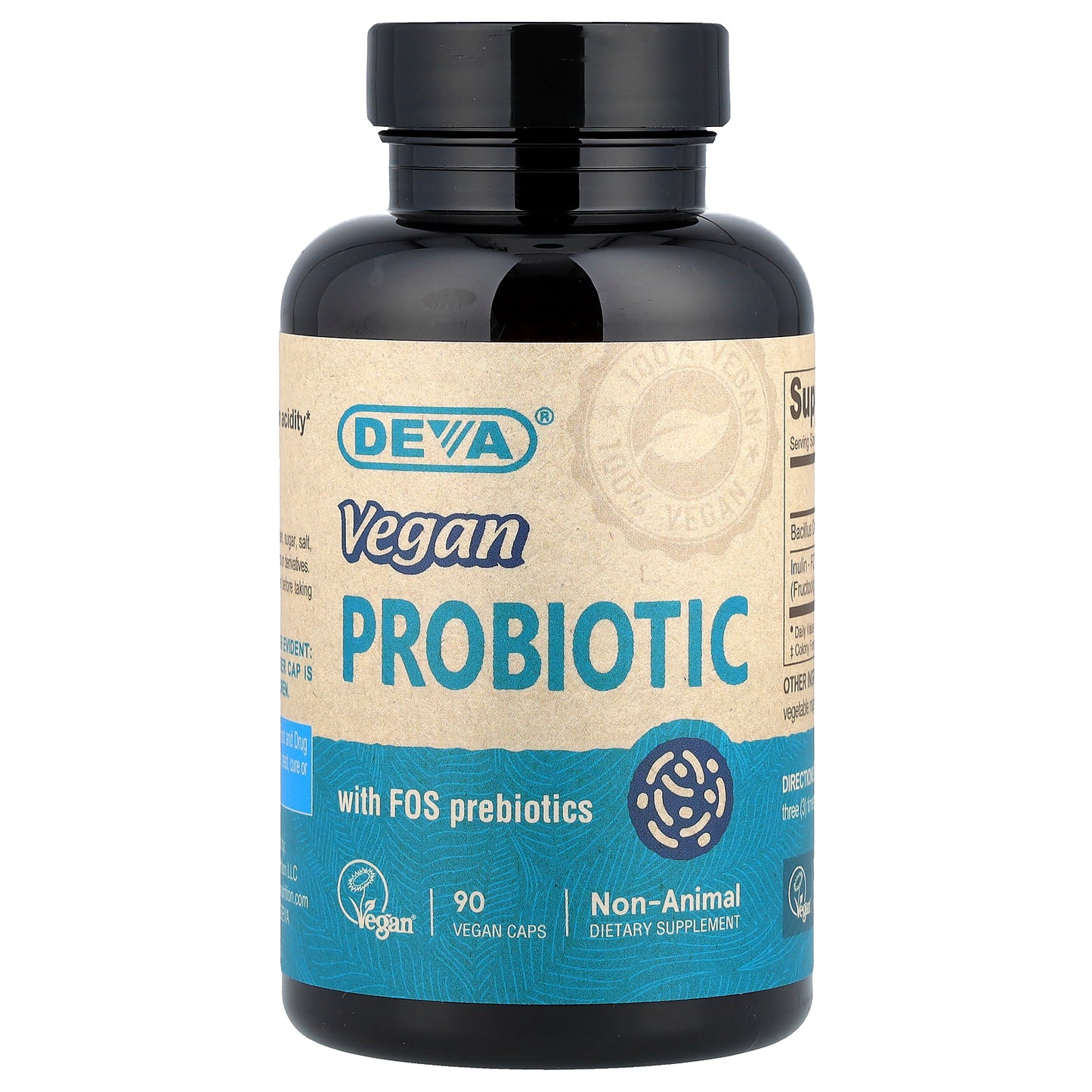 Deva, Vegan Probiotic with FOS Prebiotics, 90 Vegan Caps