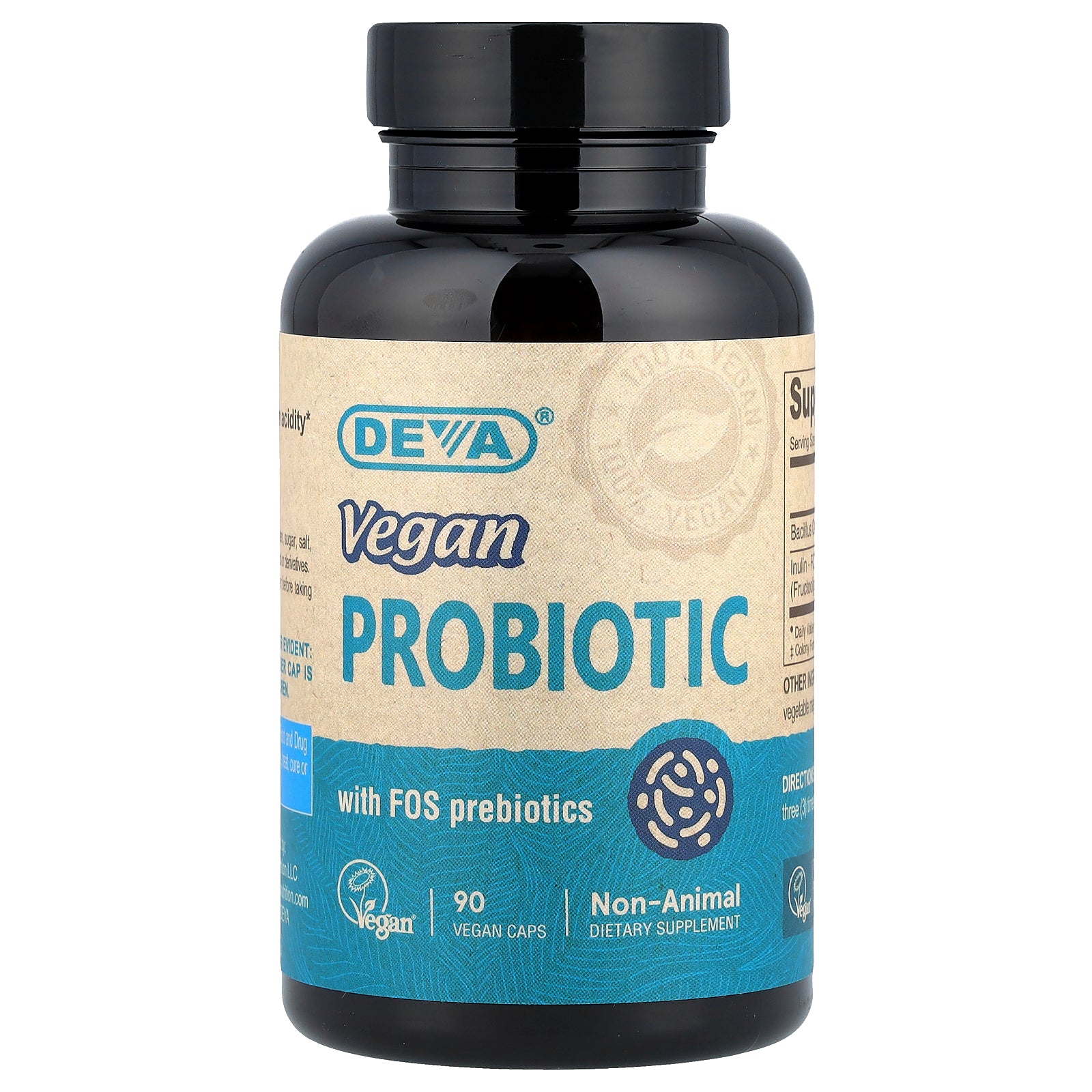 Deva, Vegan Probiotic with FOS Prebiotics, 90 Vegan Caps