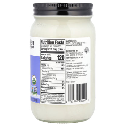 Spectrum Culinary, Organic Coconut Oil, Refined, 14 fl oz (414 ml)