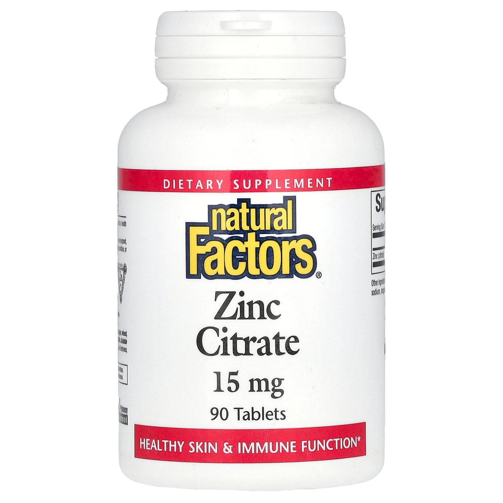 Natural Factors, Zinc Citrate, 15 mg, 90 Tablets