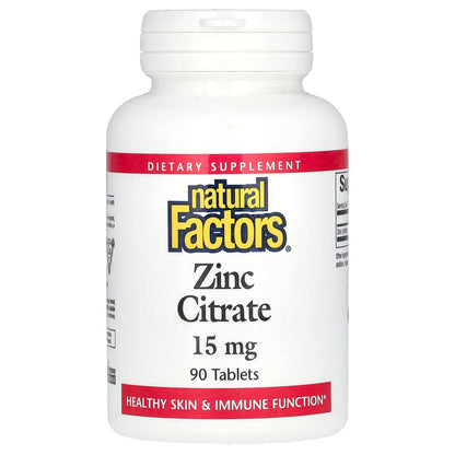 Natural Factors, Zinc Citrate, 15 mg, 90 Tablets