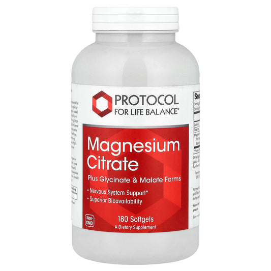 Protocol for Life Balance, Magnesium Citrate, 180 Softgels (133 mg per Softgel)