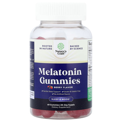 Nature's Craft, Melatonin Gummies, Berry, 60 Gummies