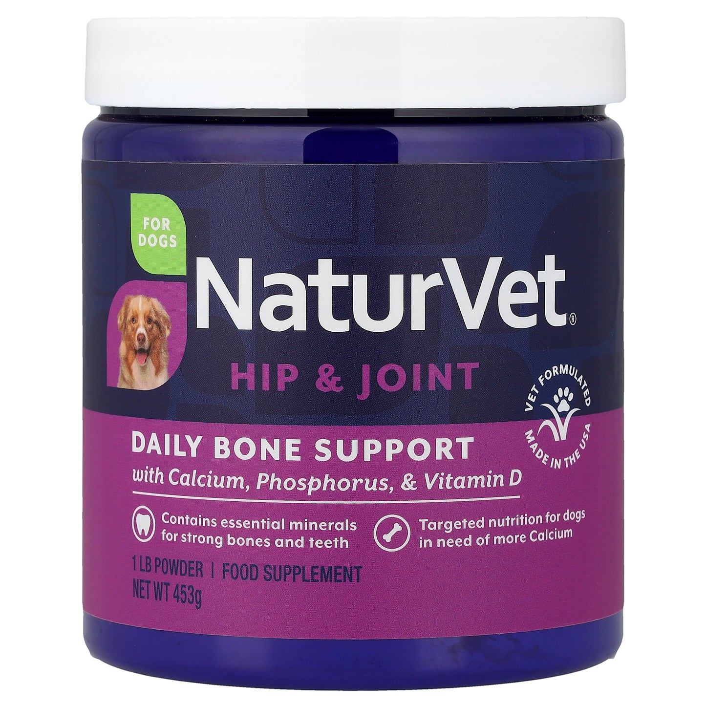 NaturVet, Daily Bone Support, Hip & Joint, For Dogs, 1 lb (453 g)