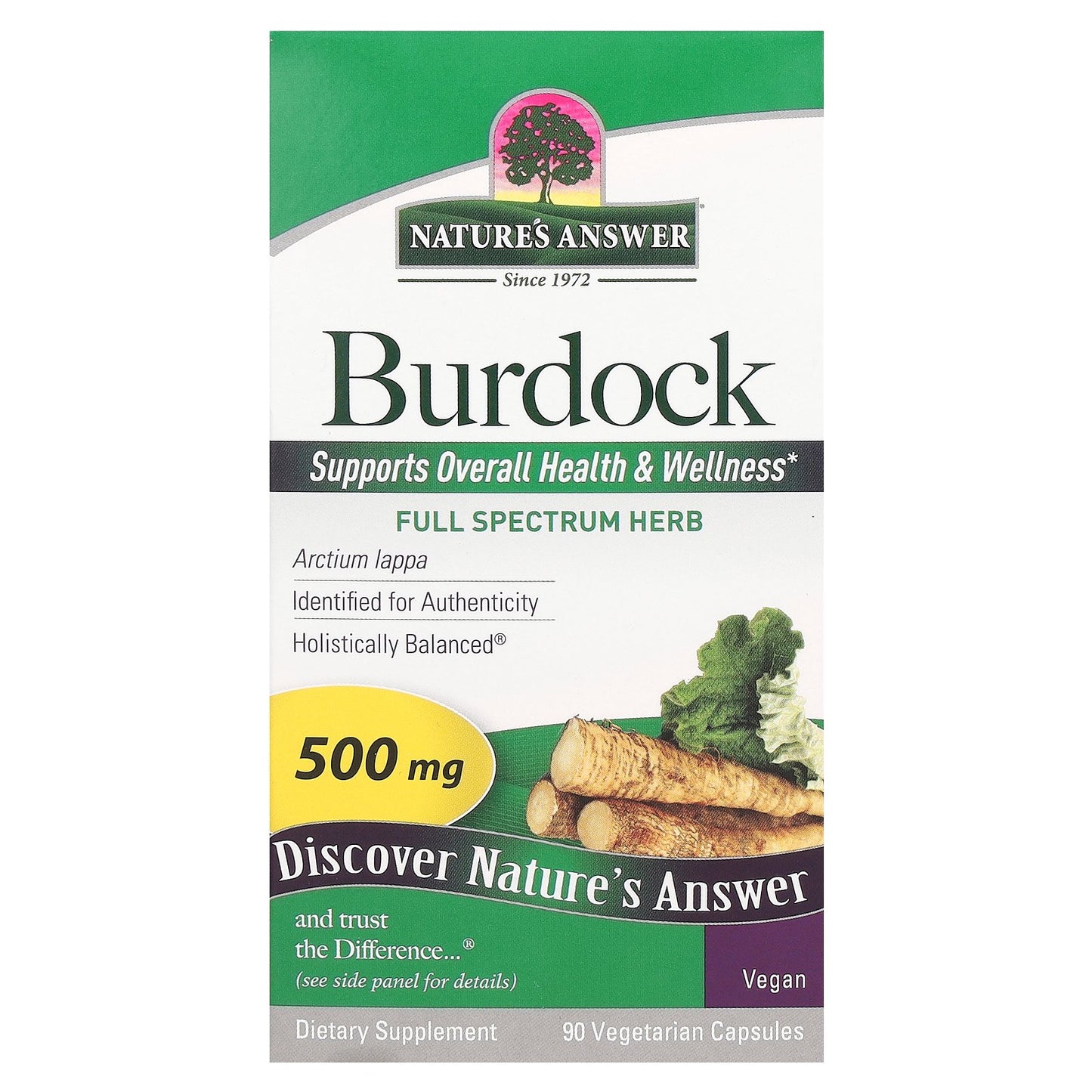 Nature's Answer, Burdock, 500 mg, 90 Vegetarian Capsules