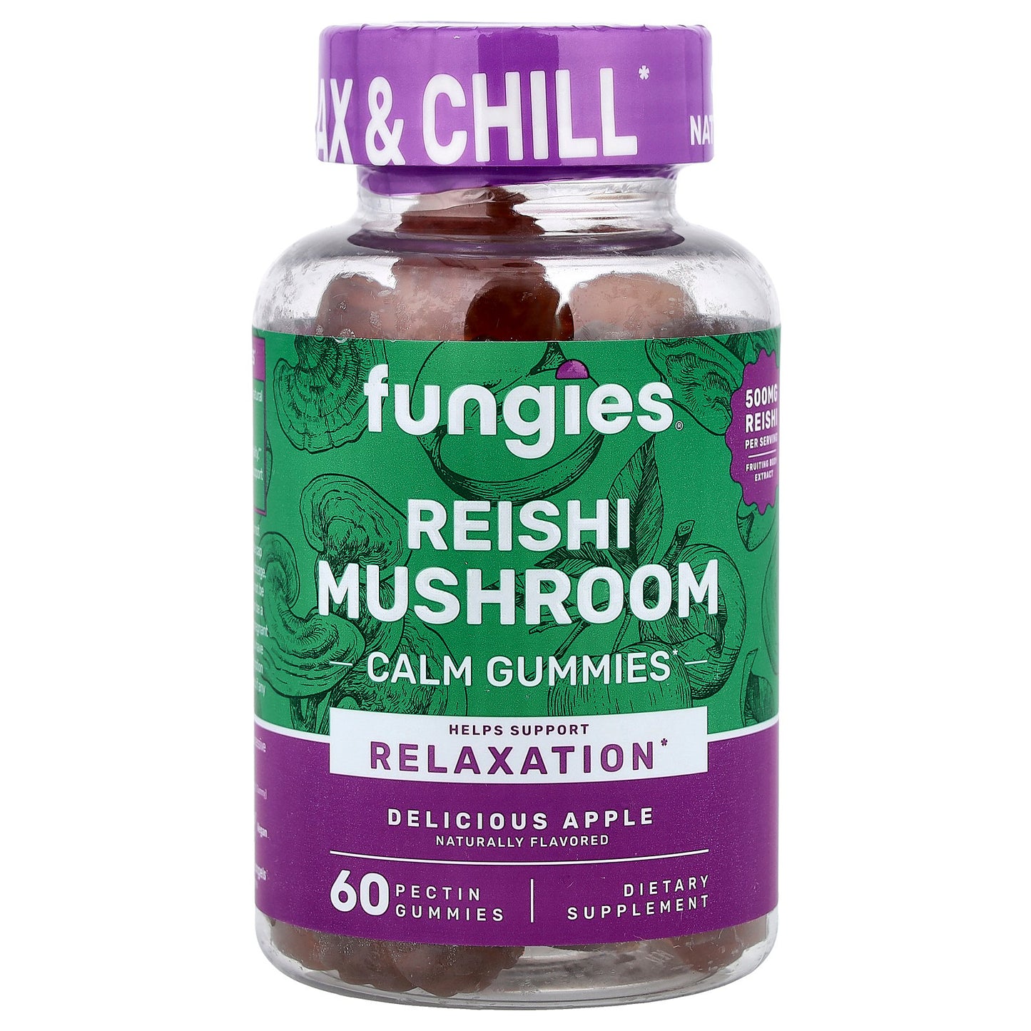 Fungies, Reishi Mushroom Calm Gummies, Delicious Apple, 60 Pectin Gummies