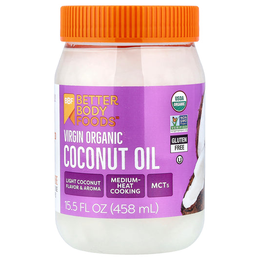 BetterBody Foods, Virgin Organic Coconut Oil, 15.5 fl oz (458 ml)
