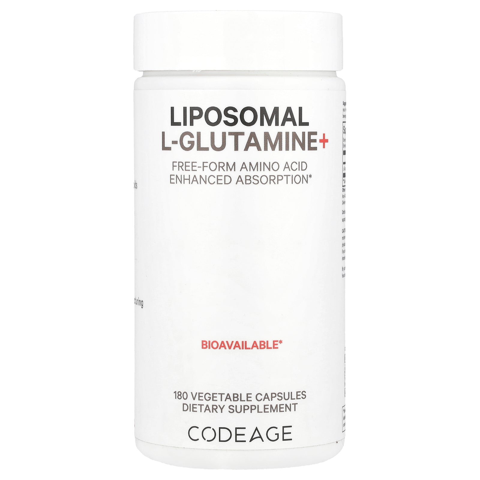Codeage, Liposomal L-Glutamine+, 180 Vegetable Capsules (500 mg per Capsule)