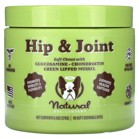 Natural Dog Company, Hip & Joint, For Dogs, All Ages, 90 Soft Chewable Bites, 9.5 oz (270 g)