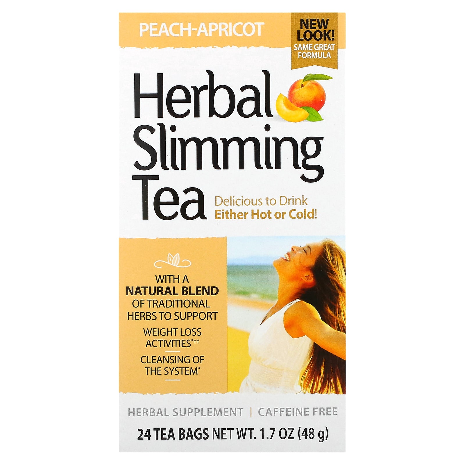 21st Century, Herbal Slimming Tea, Peach-Apricot, Caffeine Free, 24 Tea Bags, 1.7 oz (48 g)