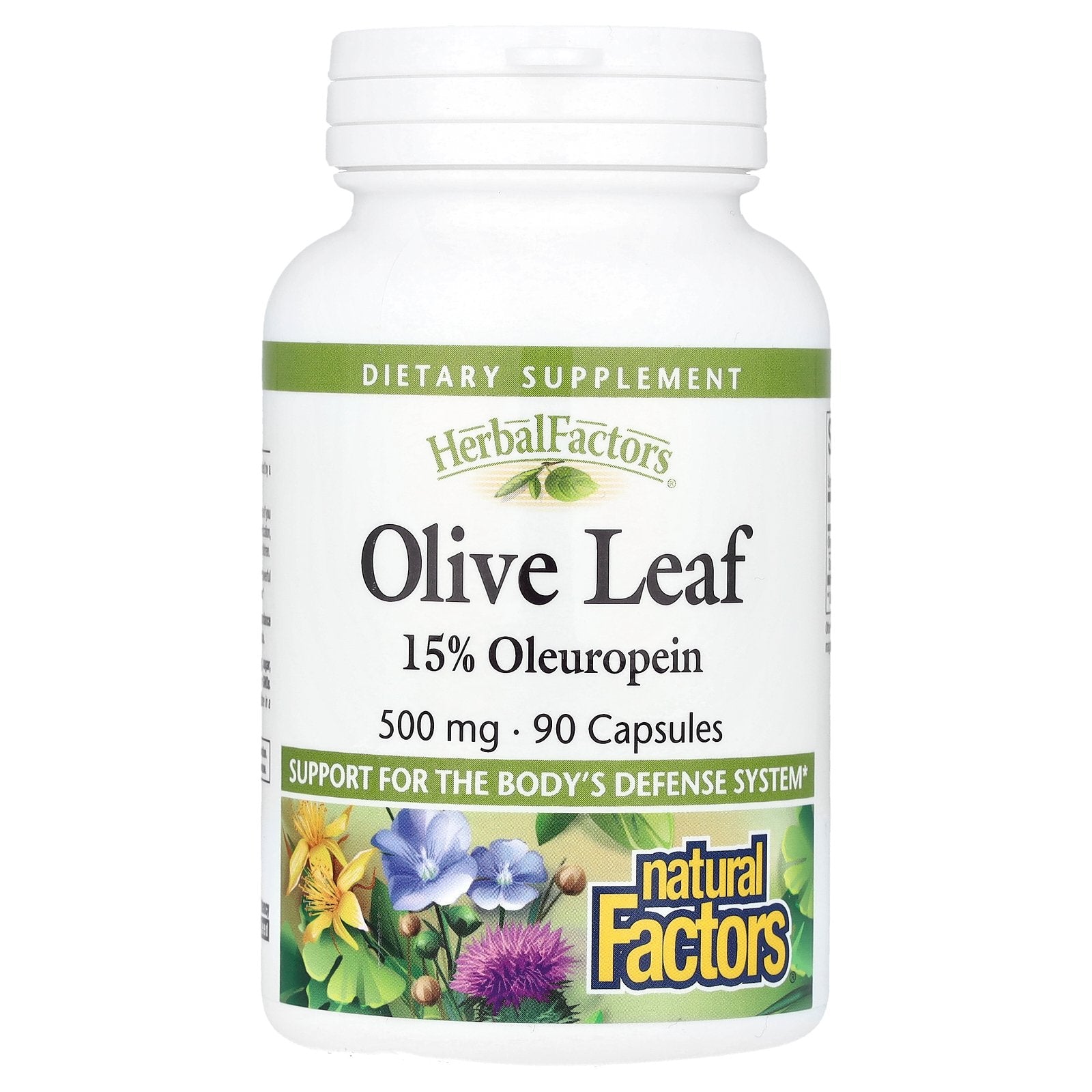 Natural Factors, HerbalFactors®, Olive Leaf, 500 mg, 90 Capsules