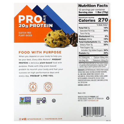 ProBar, Protein Bar, Cookie Dough, 12 Bars, 2.47 oz (70 g) Each