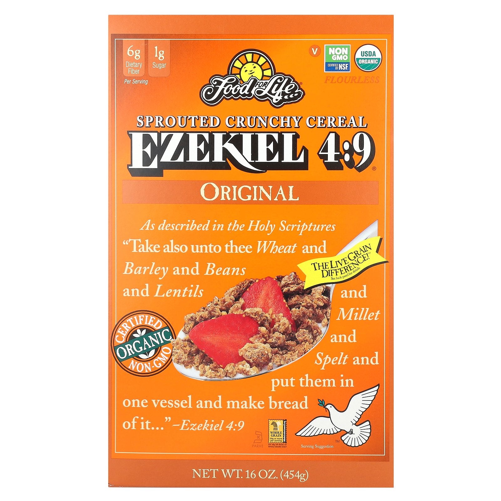 Food For Life, Ezekiel 4:9® Sprouted Crunchy Cereal, Original, 16 oz (454 g)