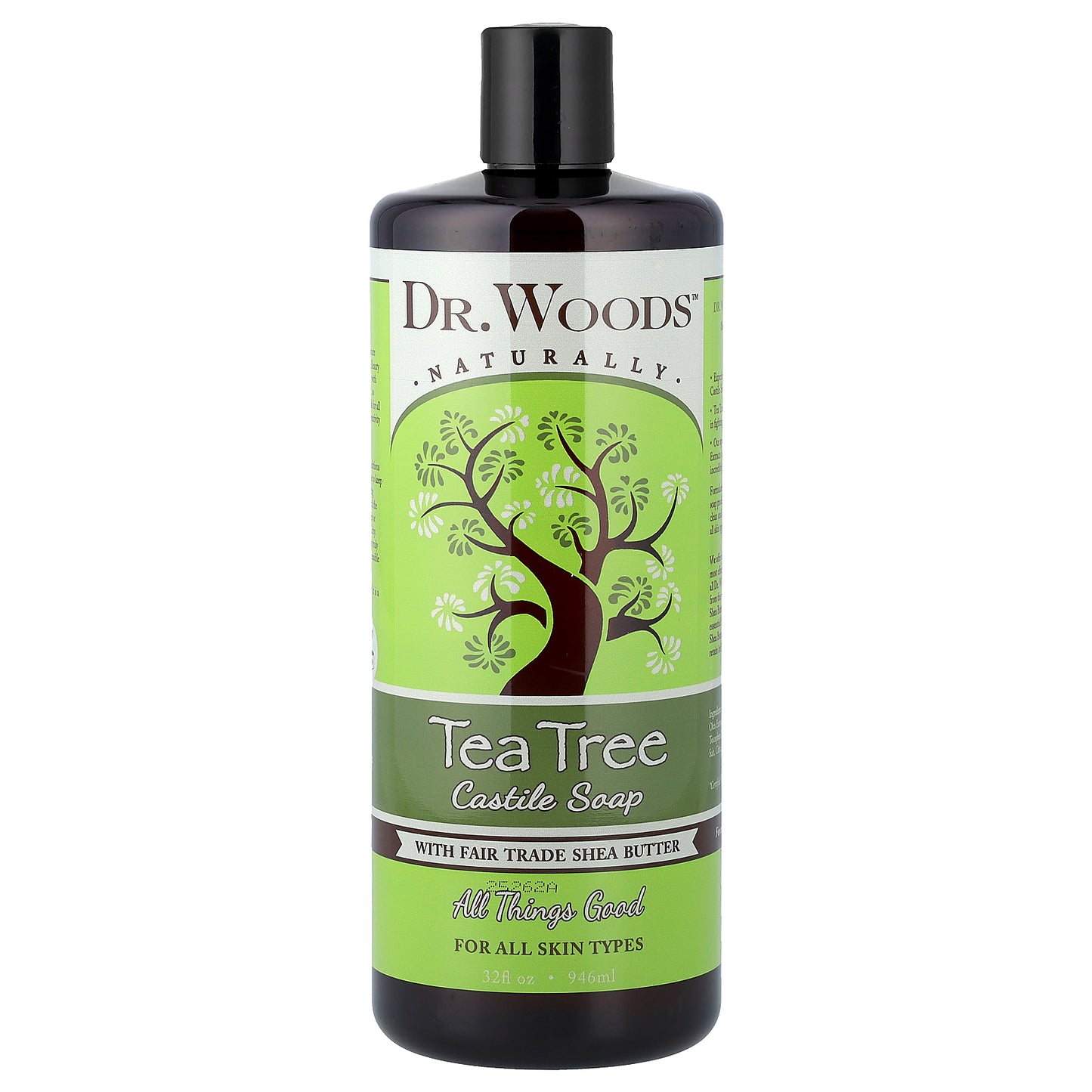 Dr. Woods, Tea Tree Castle Soap with Fair Trade Shea Butter, For All Skin Types, 32 fl oz (946 ml)