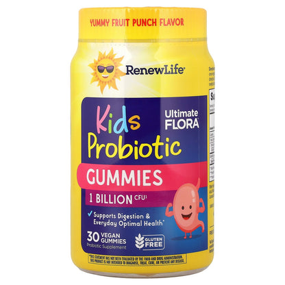 Renew Life, Kids Tummy Gummy, Prebiotics and Probiotics, Raspberry, 30 Gummies