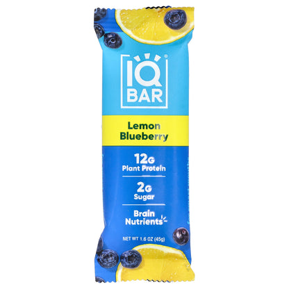 IQBAR, Plant Protein Bar, Lemon Blueberry, 12 Bars, 1.6 oz (45 g) Each