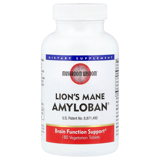 Mushroom Wisdom, Lion's Mane Amyloban®, 180 Vegetarian Tablets