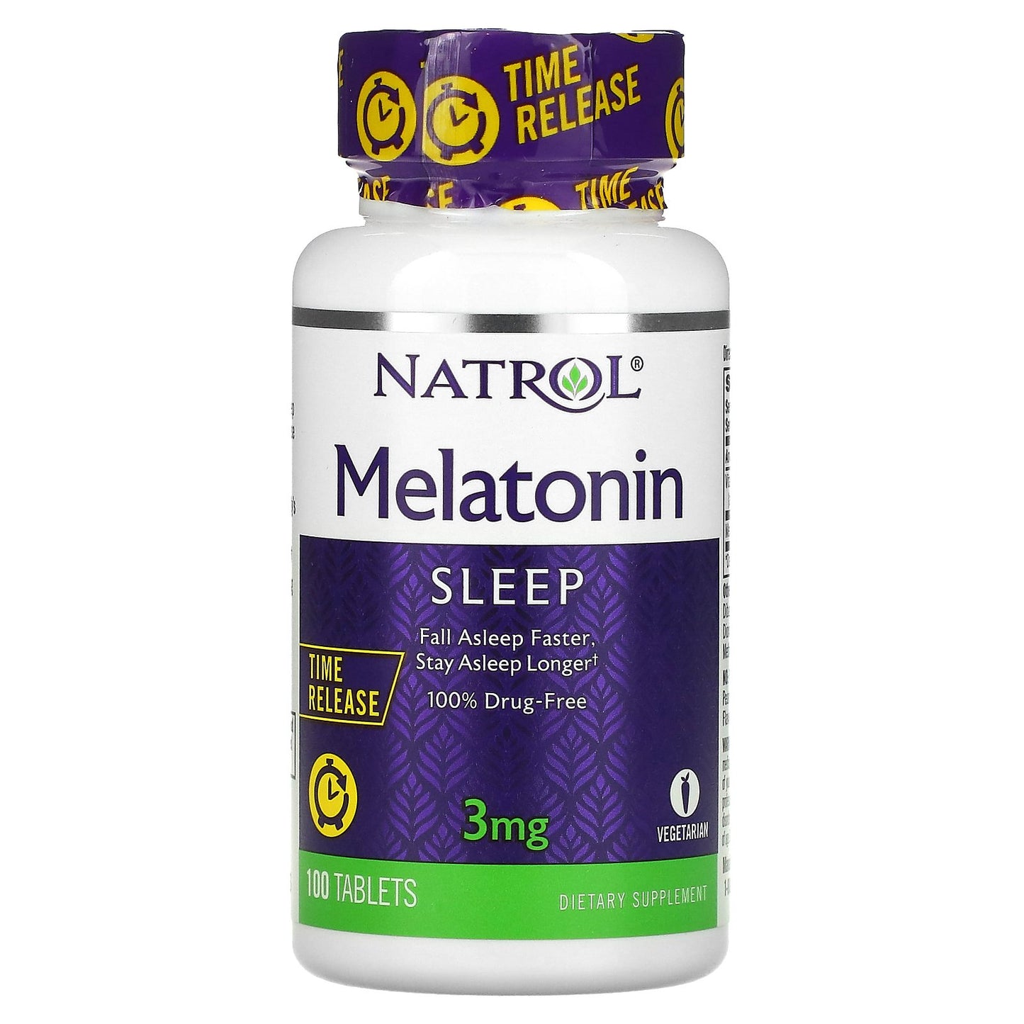 Natrol, Melatonin, Time Release, 3 mg, 100 Tablets