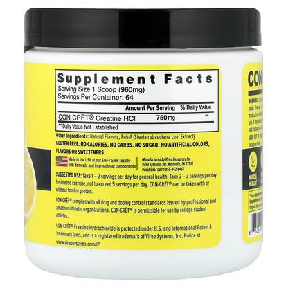 Con-Cret, Creatine HCl, Lemon-Lime, 2.2 oz (61.4 g)