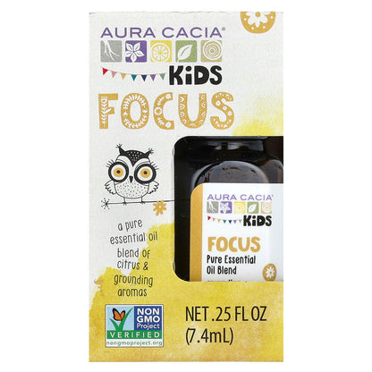 Aura Cacia, Kids, Pure Essential Oil Blend, Focus, 0.25 fl oz (7.4 ml)