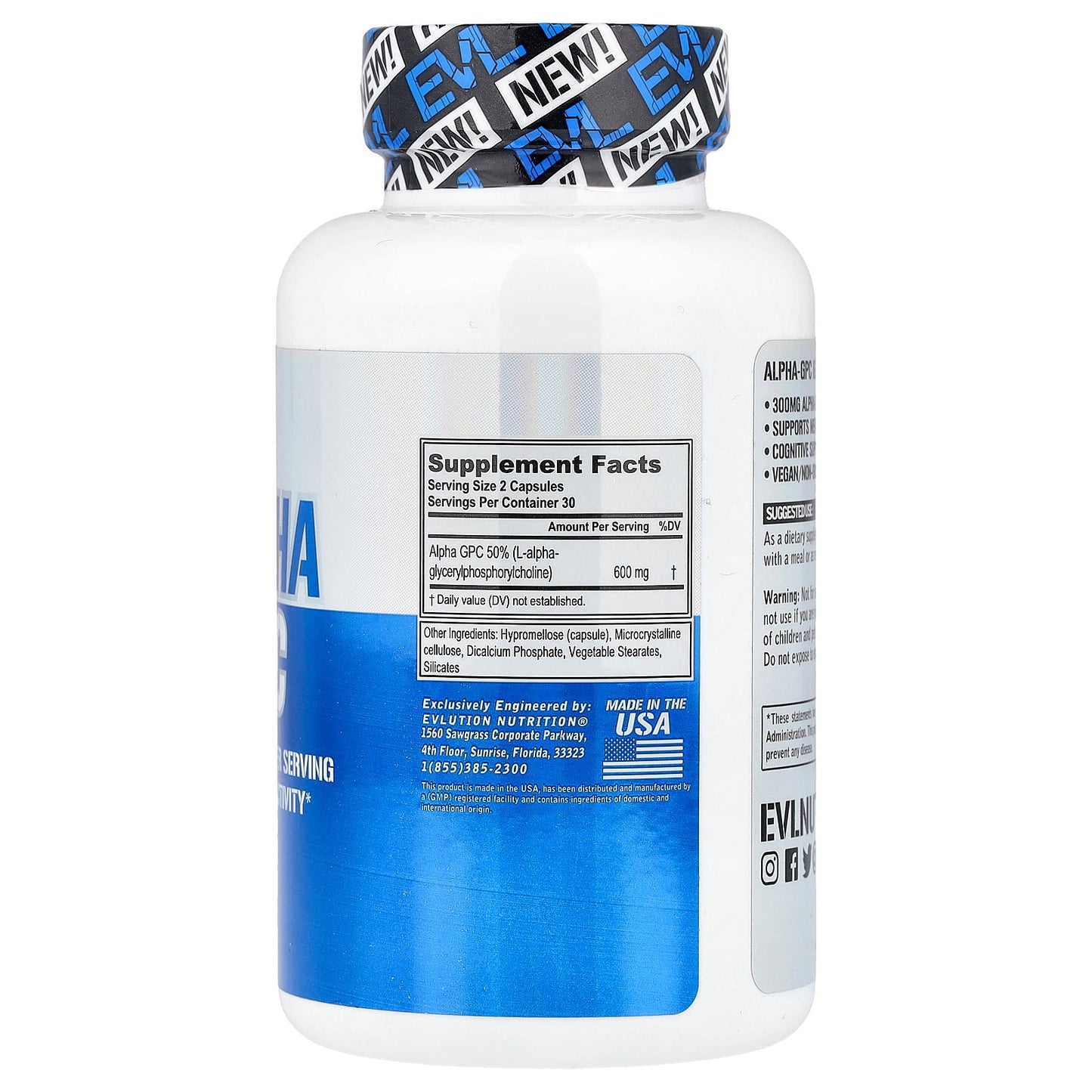 EVLution Nutrition, Alpha GPC, 60 Veggie Capsules (300 mg per Capsule)