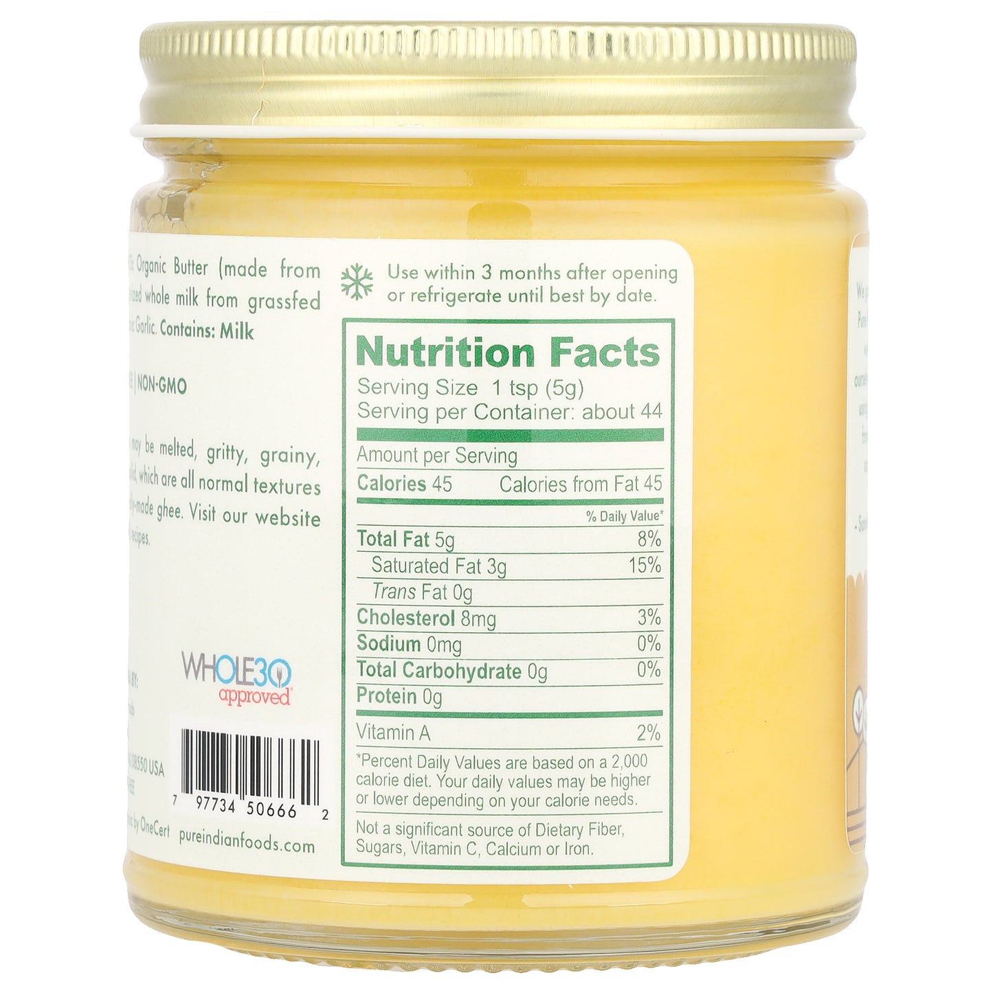 Pure Indian Foods, Organic Grassfed Garlic Ghee, 7.8 oz (220 g)
