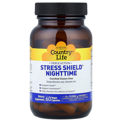 Country Life, Stress Shield® Nighttime, Triple Action, 60 Vegan Capsules