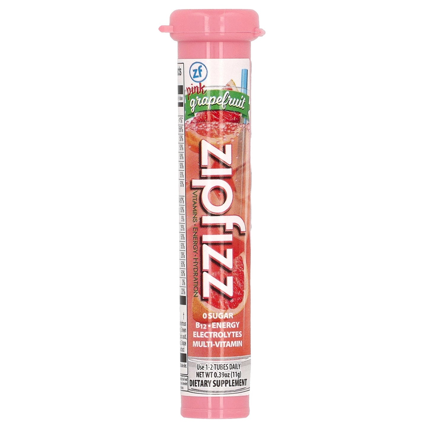 Zipfizz, Energy Drink Mix, Pink Grapefruit, 20 Tubes, 0.39 oz (11 g) Each