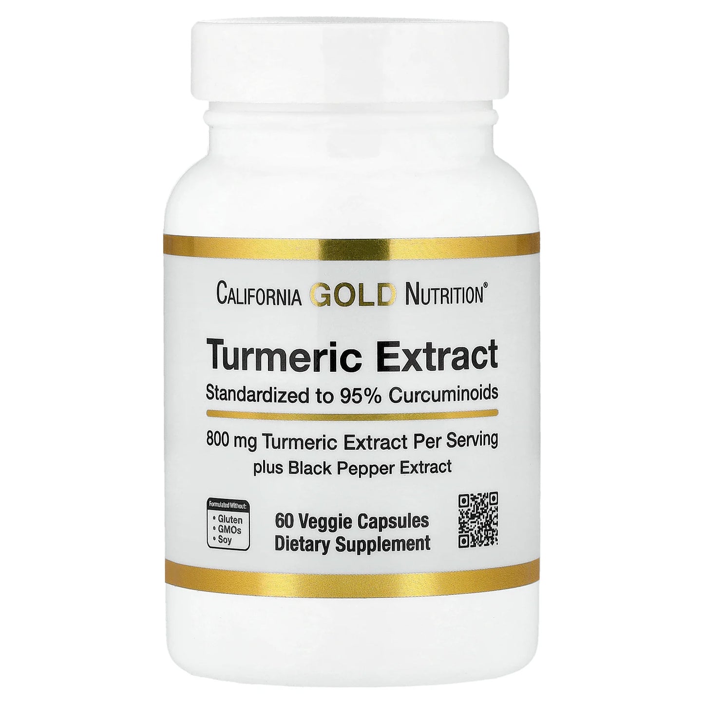 California Gold Nutrition, Turmeric Extract with 95% Curcuminoids, and BioPerine® Black Pepper Extract, 60 Veggie Capsules