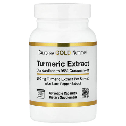 California Gold Nutrition, Turmeric Extract with 95% Curcuminoids, and BioPerine® Black Pepper Extract, 60 Veggie Capsules
