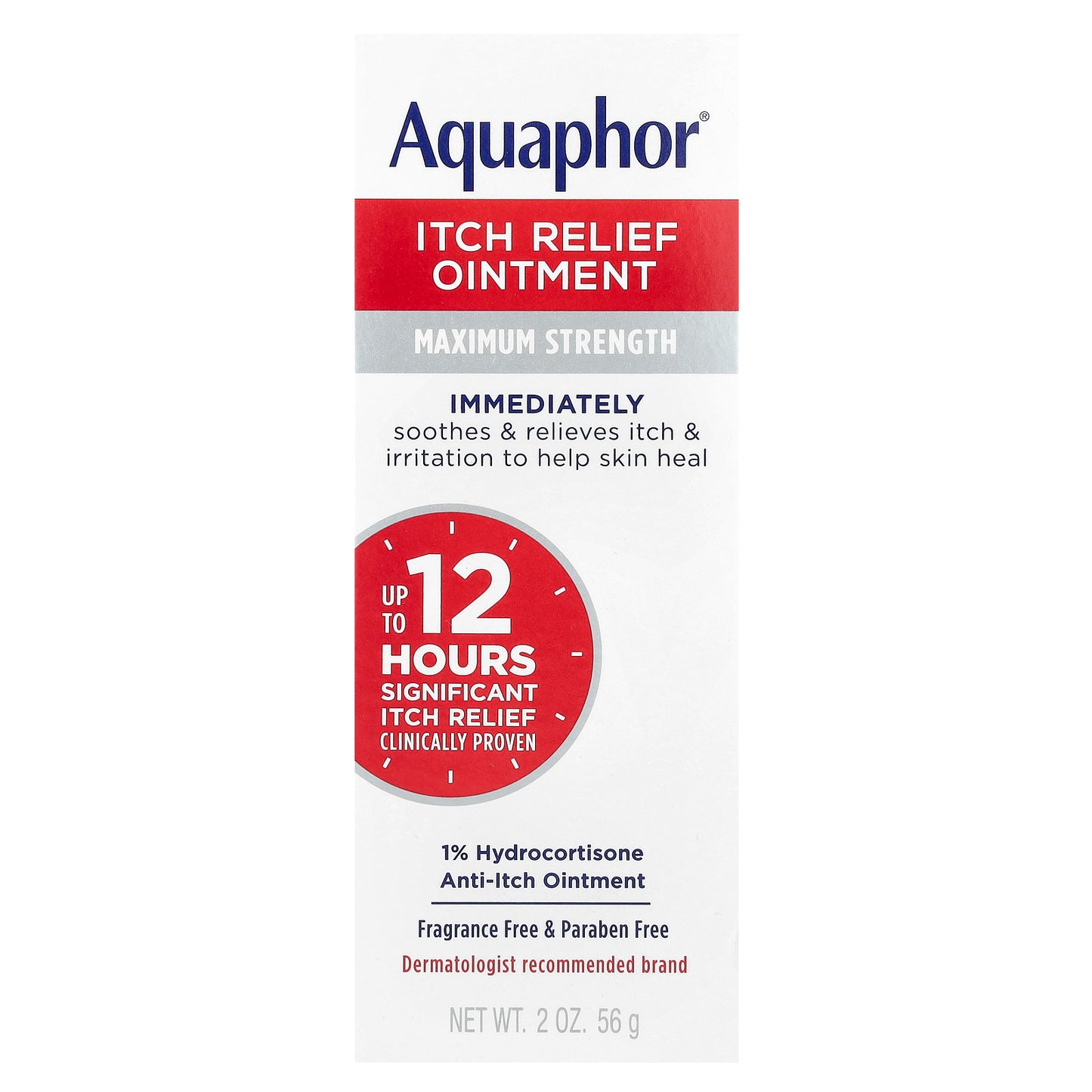 Aquaphor, Itch Relief Ointment, Maximum Strength, Fragrance Free, 2 oz (56 g)