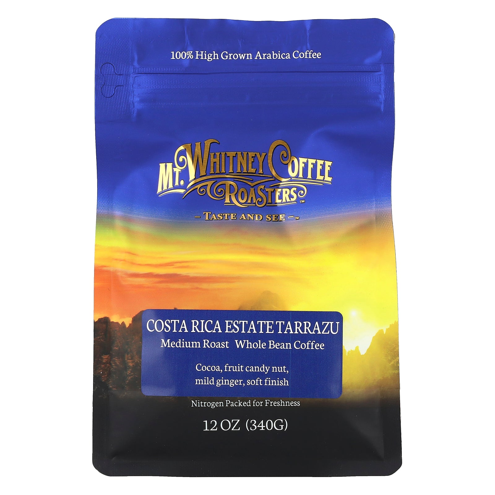 Mt. Whitney Coffee Roasters, Costa Rica Estate Tarrazu, Whole Bean Coffee, Medium Roast, 12 oz (340 g)